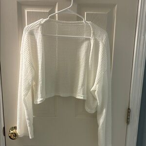 Women's White Waffle Knit Cardigan
